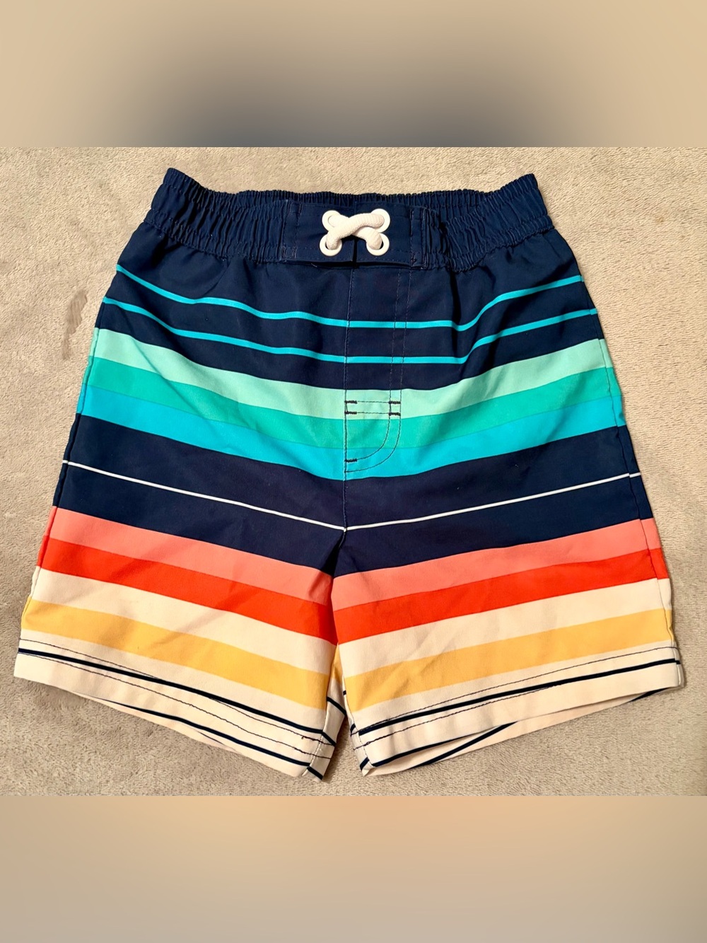 Toddler Boy’s Wonder Nation Navy Multicolor Striped Swim Trunks/Shorts Sz 2T